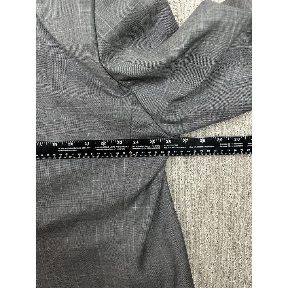Lauren Ralph Lauren Blazer Mens Size 52R Gray Windowpane Plaid Suit Jacket Wool